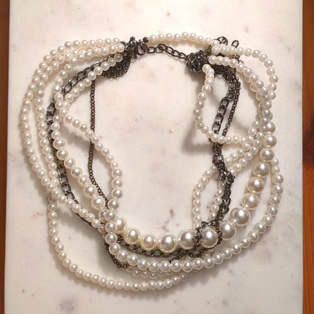Multi strand pearl necklace